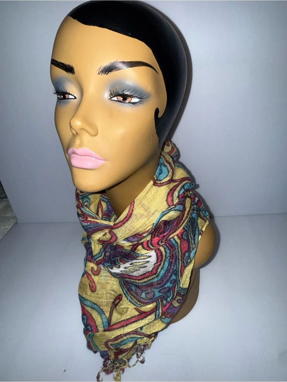 Vintage Yellow Paisley Scarf Headwrap - Stylish Women’s Accessory
